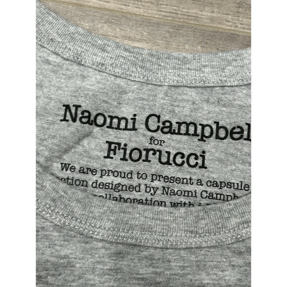 NWT FIORUCCI Gray Naomi Campbell Printed Graphic T-Shirt Cap Sleeve Size Large - Picture 3 of 9